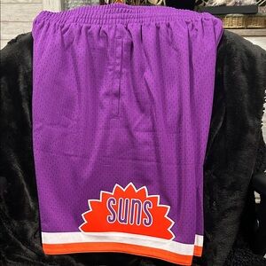 Mitchell & Ness Purple Athletic Shorts with Orange and White Trim